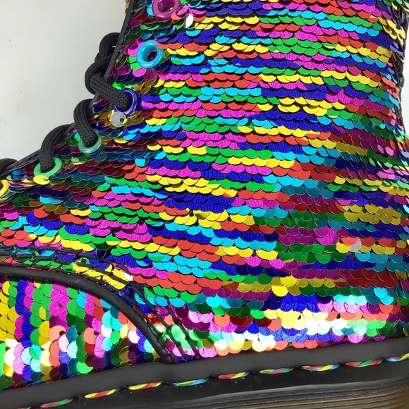 Dr. Martens 1460 Rainbow Sequins Silver Leather - Picture 3 of 7